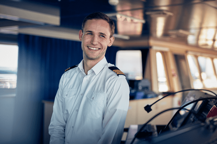 Captain on the bridge